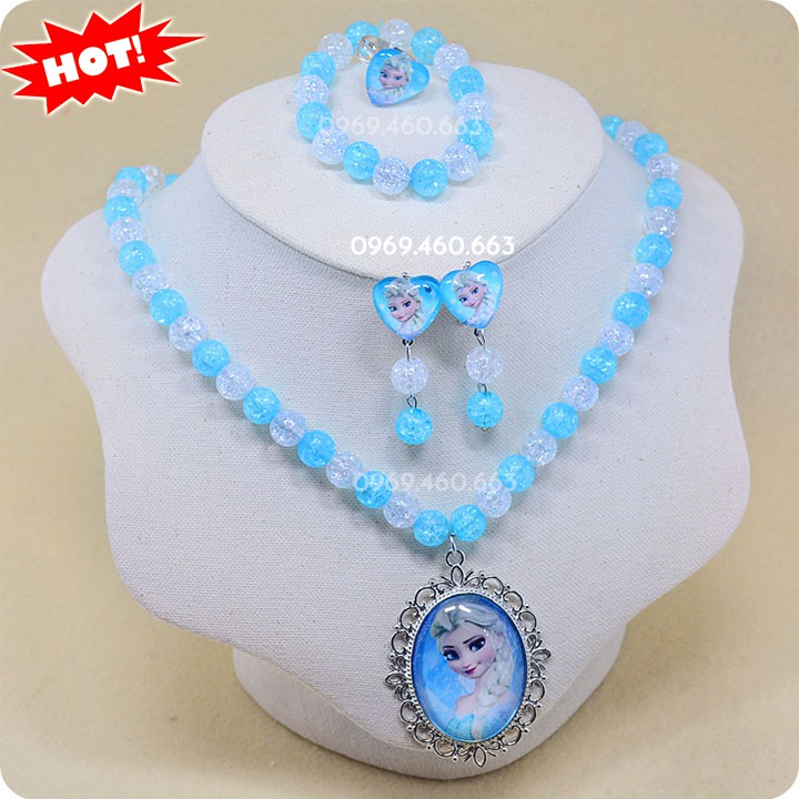 Bộ Phụ Kiện Elsa. Phụ Kiện Công Chúa Elsa có Dây Truyền, Nhẫn, Khuyên Tai và Vòng Tay