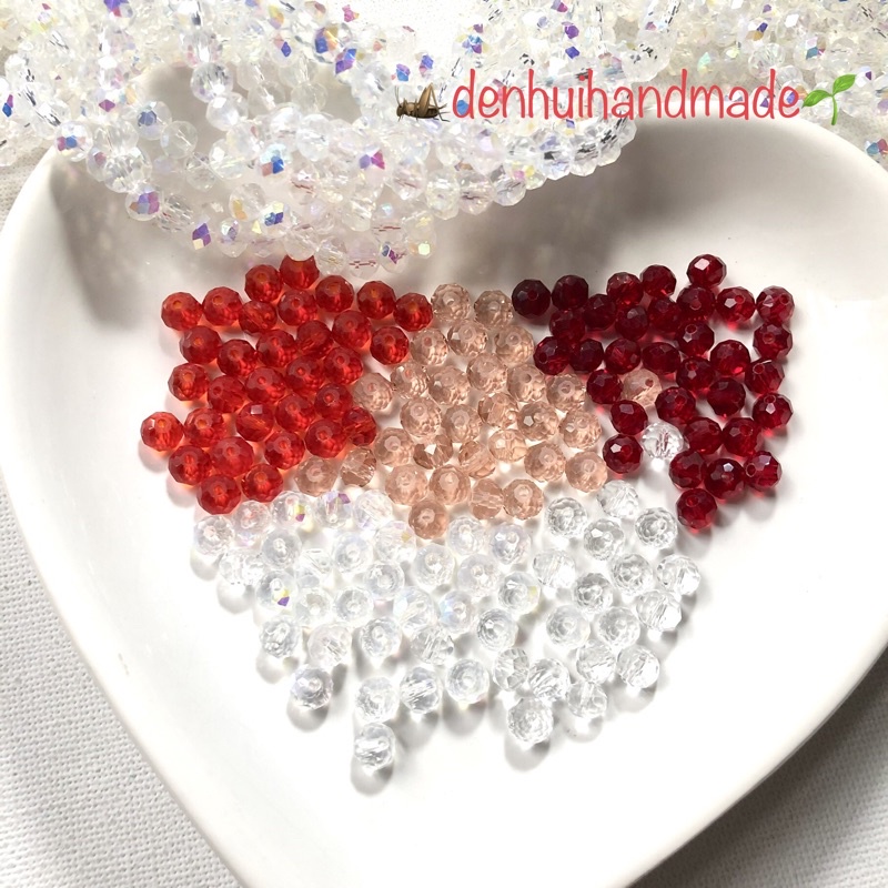 50 Hạt Pha Lê Hình Tròn Dẹp  6mm