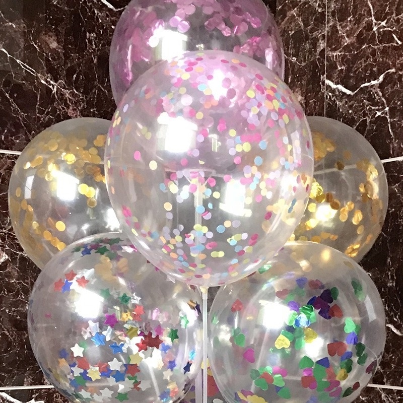 5 Bong Bóng Trong Suốt Có Giấy Bạc Kích Thước 12 Inch Dùng Trang Trí Tiệc Cưới