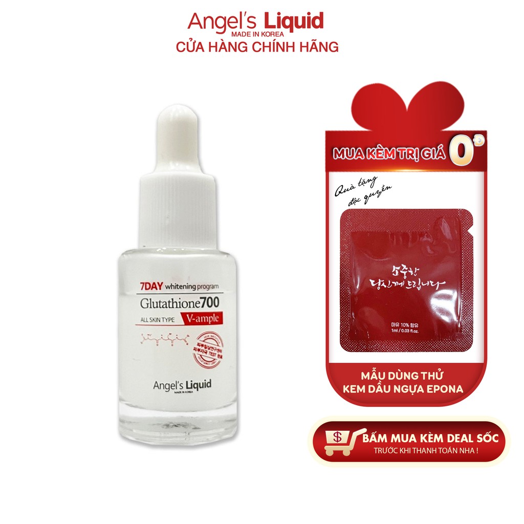 [Mini size] Serum dưỡng trắng làm đều màu da Angel Liquid 7 Day Whitening Program Glutathione 700 V-Ample 5ml