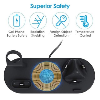 4 in 1 Multi-function 10W QI Fast Wireless Charger Desktop Stand Dock