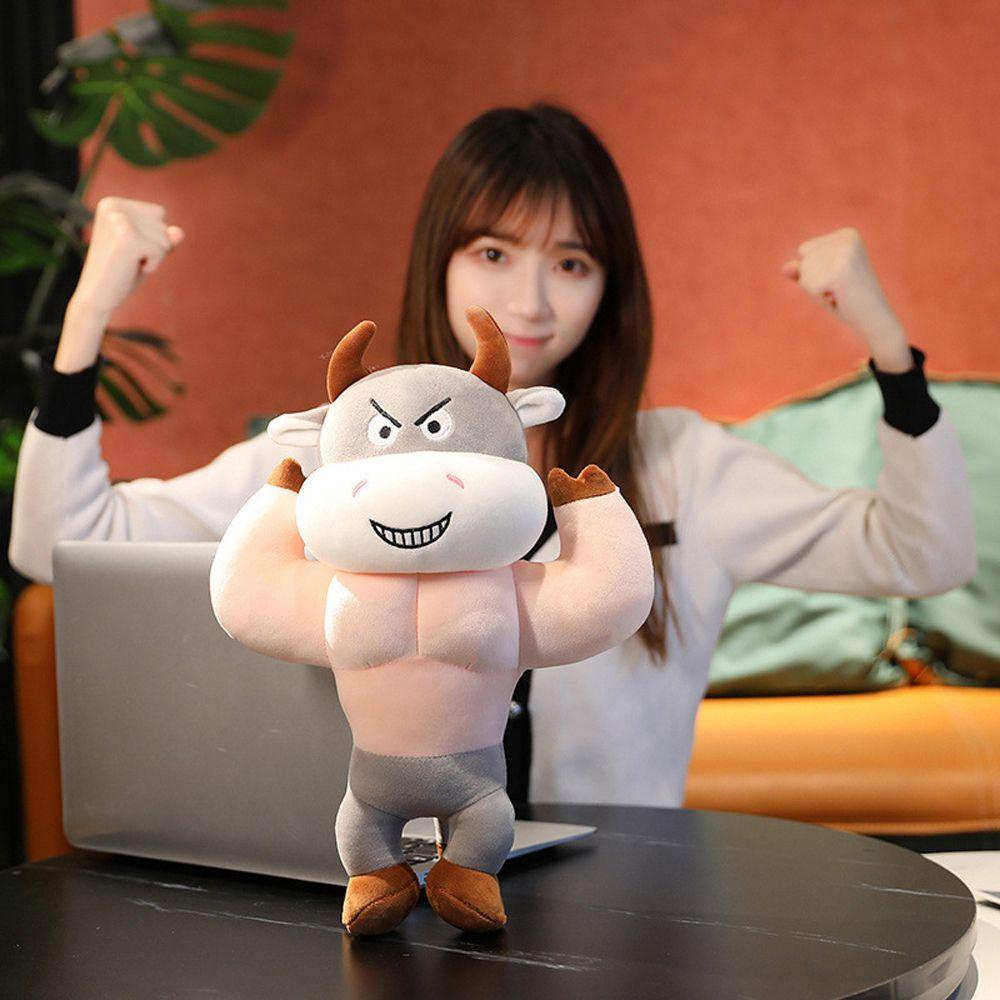 Đồ chơi nhồi bông Hình Bò Hoạt Hình Mềm Mại Trang Trí Nhà Cửa