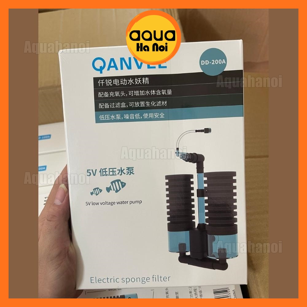 Lọc vi sinh Qanvee DD-100A/200A cho hồ thủy sinh - Có sẵn máy bơm và khay chứa vật liệu lọc