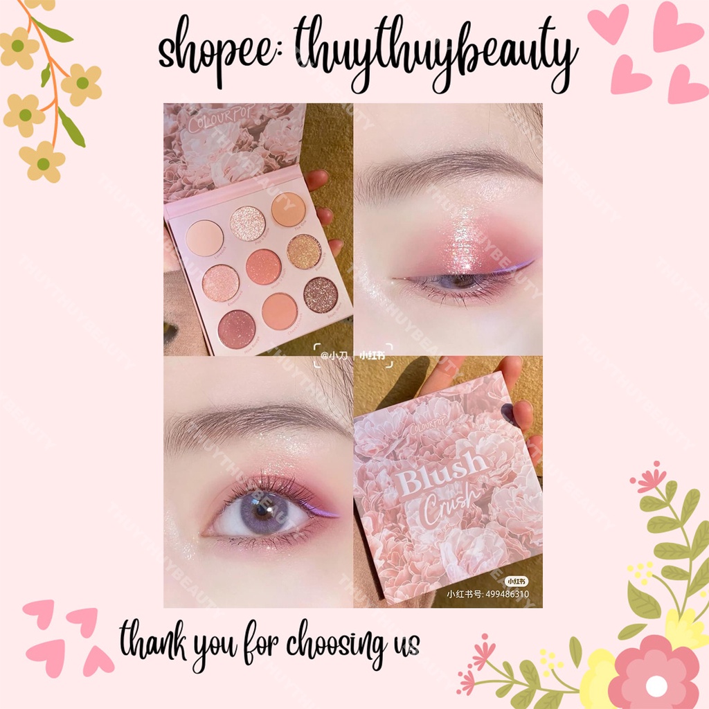 Bảng mắt Blush Crush ưa chuộng tone hồng tím nhũ phù hợp mọi outfit makeup chất phấn mềm mịn lên màu cực rõ bám màu lâu