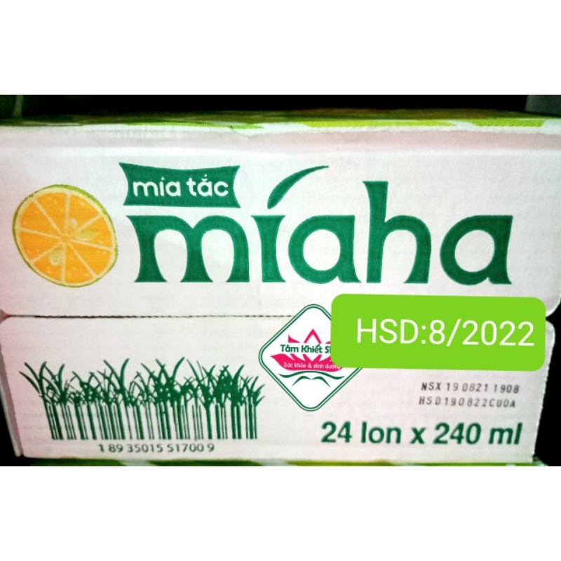 Hsd:4/4/24 Thùng 24 Lon Nước Mía Tắc Míaha  - SALE CHỈ SHIP HỎA TỐC HCM
