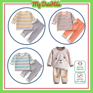 Bộ nỉ lót lông cho bé, bộ nỉ cho bé trai, bé gái dày dặn siêu ấm, mềm mịn thoáng, in hình thú ngộ nghĩnh.