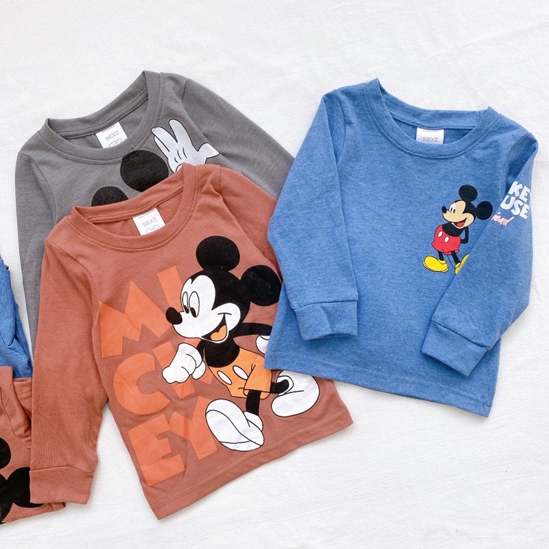 Set 3 áo dài tay cho bé trai in hình mic.key cân nặng từ 10-24 cân