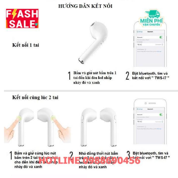 Tai nghe Bluetooth không dây i7s-Tws loại 2 tai nghe kèm hộp sạc âm thanh cực hay