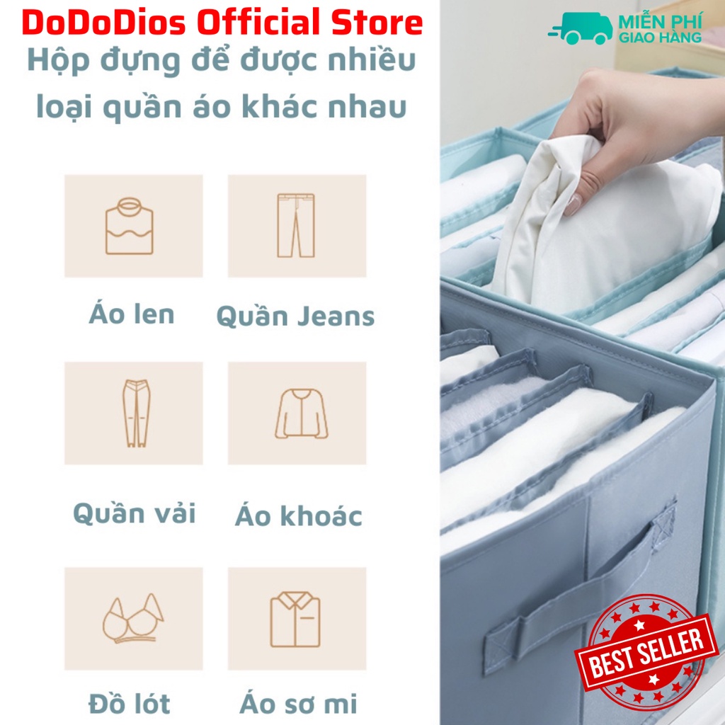Hộp Vải Đựng Quần Áo Chia Ngăn Có Nắp - Chính hãng DoDoDios - Màu Kem