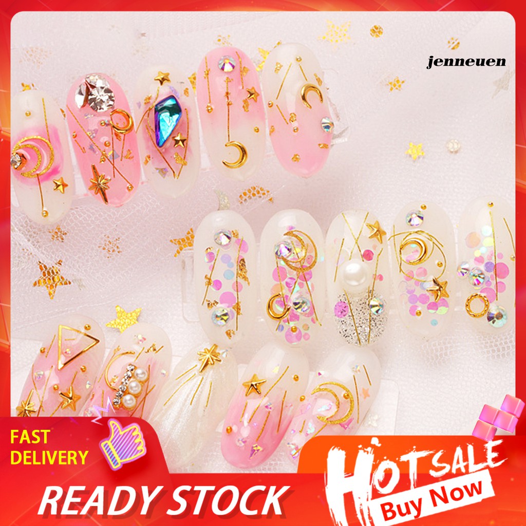 Phụ Kiện Trang Trí Móng Tay Hình Ngôi Sao/Mặt Trăng Phẳng