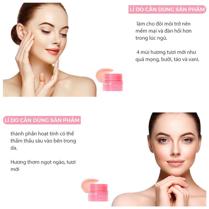 Mặt nạ ngủ môi Laneige hộp 3g chống lão hóa dưỡng môi cấp ẩm dưỡng ẩm giảm thâm MNM01