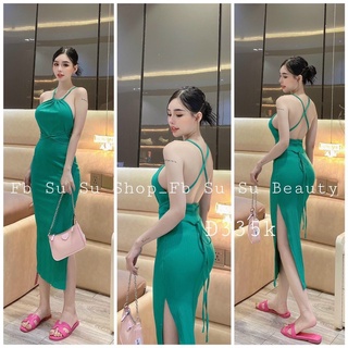 Đầm yếm luồn cổ đan chéo dây lưng xẻ tà sexy có mút