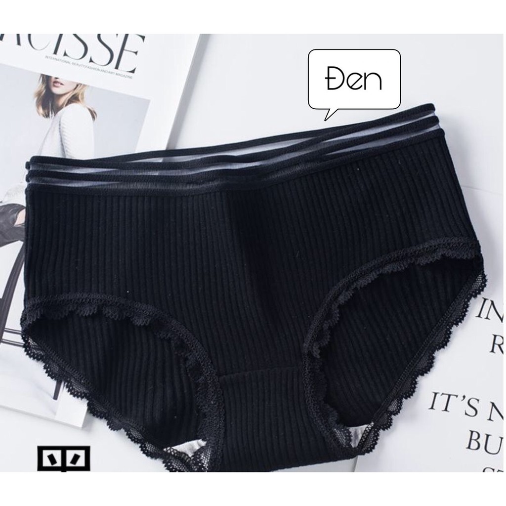 Quần Lót Cotton Cạp Lưới Cao Cấp, quần lót cotton tăm tre viền lưới nâng mông mẫu mới sexy M03 | BigBuy360 - bigbuy360.vn