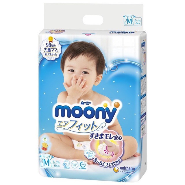 Bỉm Moony FREESHIP Moony Nội Địa Nhật Chính Hãng Cộng Miếng Dán/Quần Đủ Size NB96/S90/M68/L58/L50/XL44