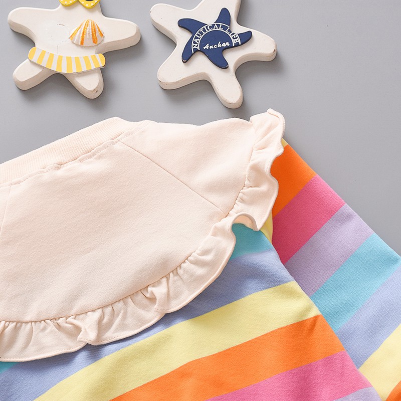 ♕ babyme ღ Baby Girl Striped Sweatshirts Bowknot Casual T-shirts Long Sleeve Outerwear