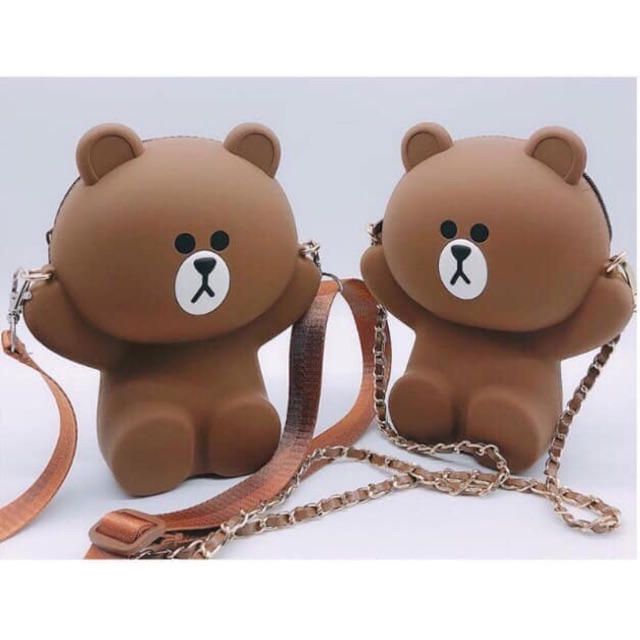 Túi gấu brown silicon 2 dây