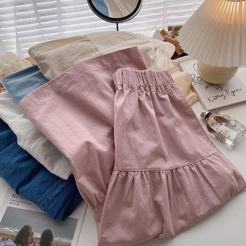 Chân Váy Dài Demin Lưng chun From Xoè Style