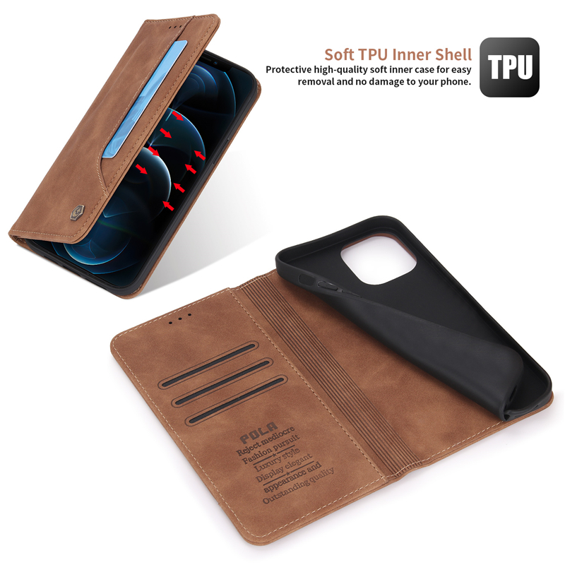 Bao da điện thoại kiểu ví phong cách retro cho IPhone 14 13 12 Mini 11 Pro X/XS Max XR I8 I7 I6S Plus Se 2020