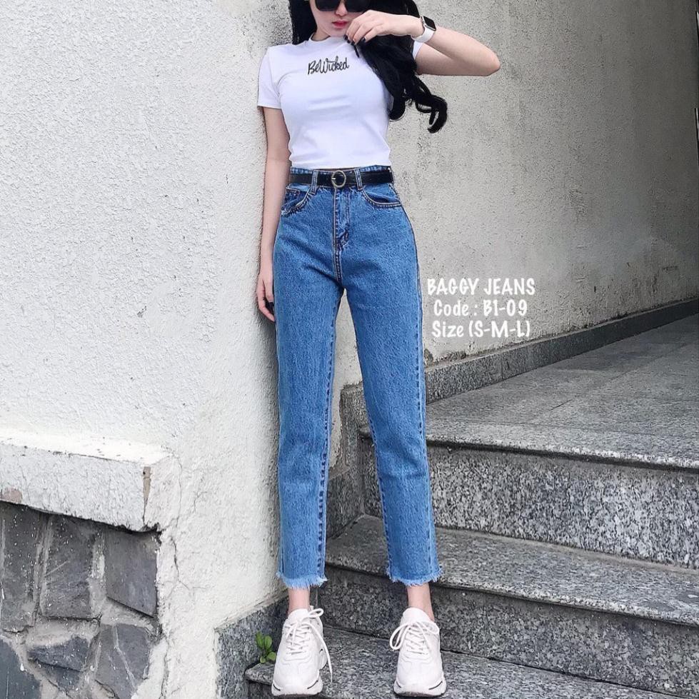Quần jean nữ baggy tua lai ống nhỏ | BigBuy360 - bigbuy360.vn