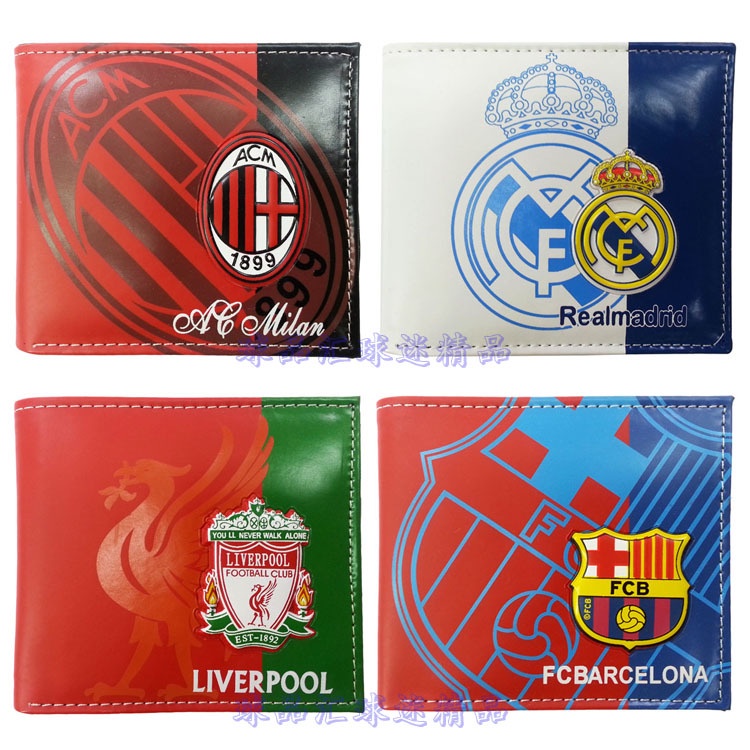 AC Milan Real Madrid Chelsea Liverpool Juve football team logo Pu embossed wallet wallet