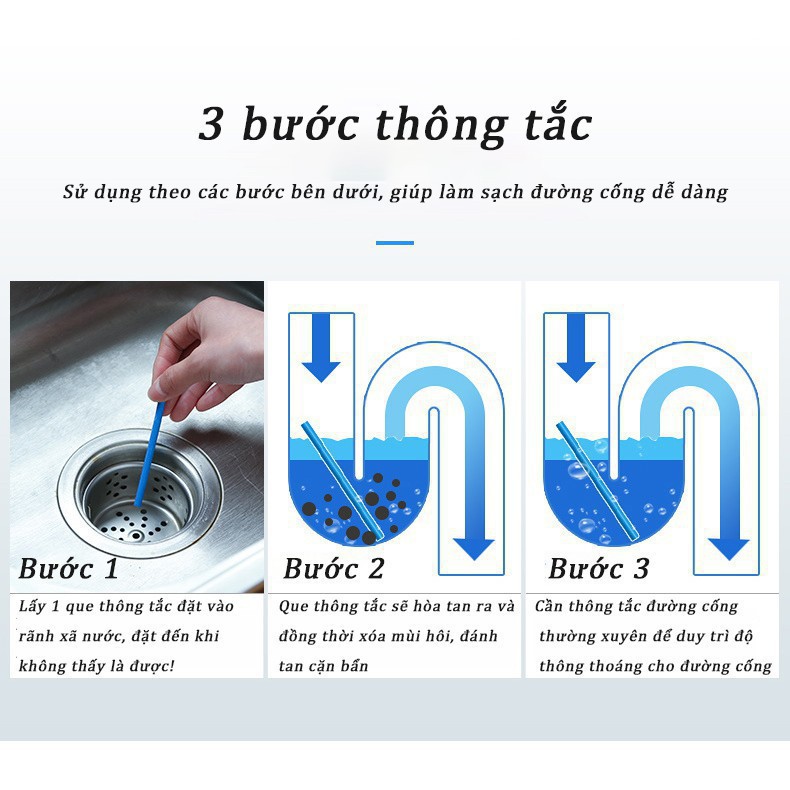 Que thông tắc cống sani sticks đa năng thông minh cho vệ sinh tuyến đường ống bồn rửa bát chén tay mặt nghẹt