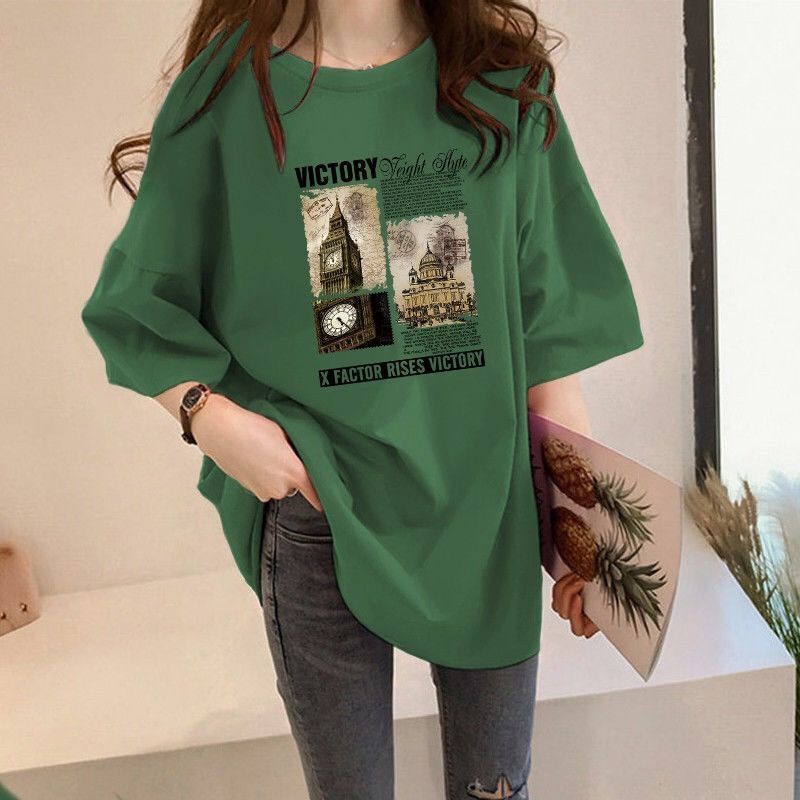 Áo Thun Cotton Tay Lỡ Dáng Rộng Phong Cách Hàn Quốc Thời Trang Mùa Hè Hàng Mới Dành Cho Bạn Nữ 2022