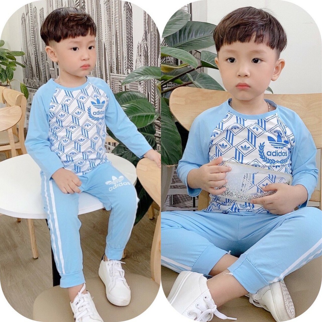 Đồ Bộ dài tay mặc điều hòa và mùa mưa họa tiết ôm body bé trai bé gái 8-18kg