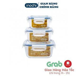[ 3 Size ] Hộp Thủy Tinh Bảo Quản Đồ Ăn INOCHI CHịu Nhiệt Chống Bám Mùi Hình Vuông