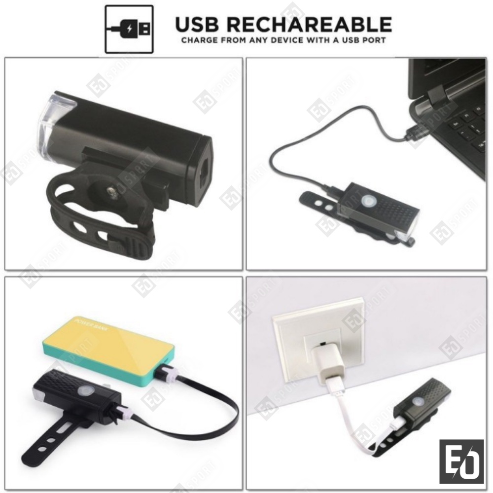 Đèn Pin Sac USB Gắn Xe Đạp Thể Thao Chống Nước 3 Chế Độ Sáng - EO.sportDZ