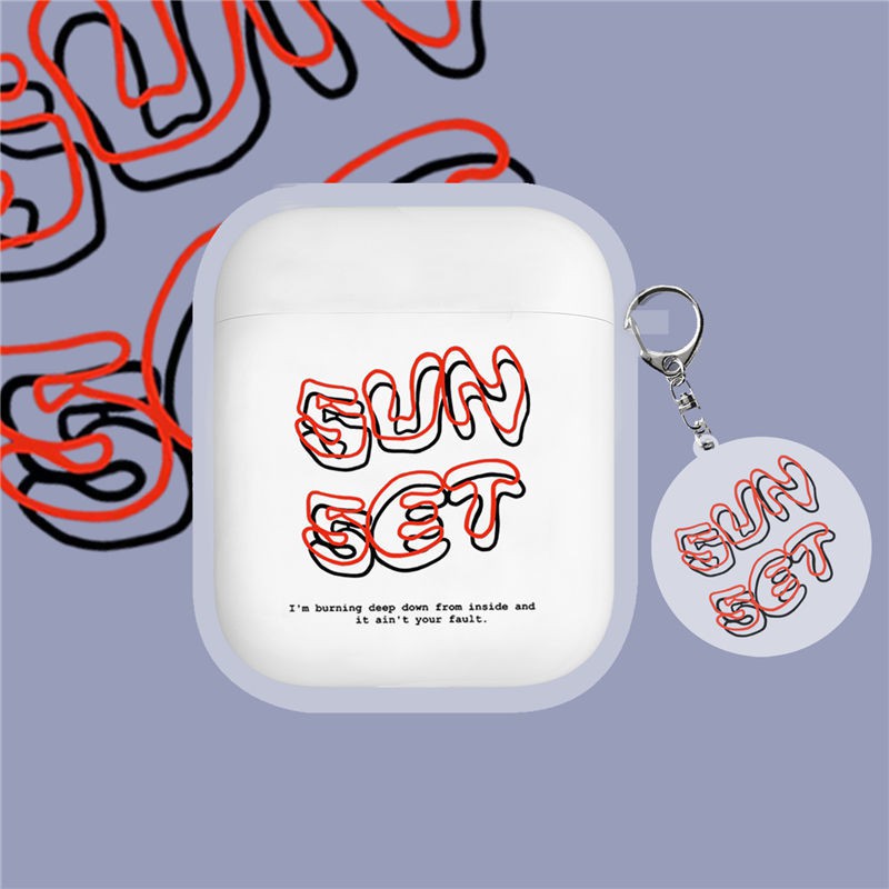 Vỏ bảo vệ hộp sạc tai nghe Airpods 1 / 2 / 3 mềm trong suốt in chữ Sunset độc đáo
