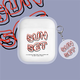 Vỏ bảo vệ hộp sạc tai nghe Airpods 1 / 2 / 3 mềm trong suốt in chữ Sunset độc đáo