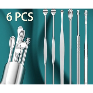 Set of 6 premium stainless steel household earwax removal tools
