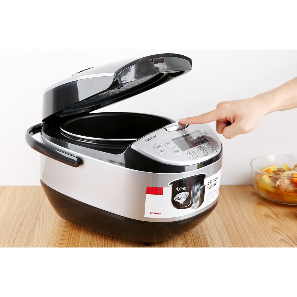 Nồi cơm điện tử Toshiba 1.8 lít RC-18DR2PV Hàng trưng bày Mới 98% Công suất:780 W-1.8 lít,Công nghệ nấu:3D