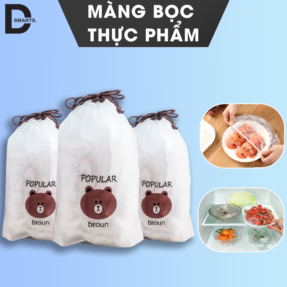 Màng bọc thực phẩm đa năng có chun co giãn thông minh  Set 100 cái siêu tiện lợi