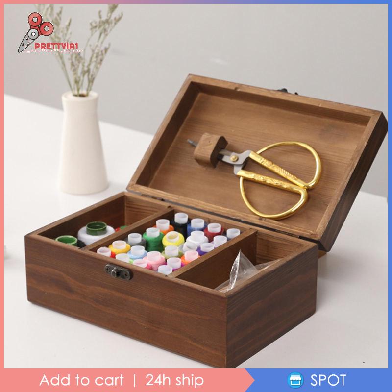 [Prettyia1] Hộp Gỗ Đựng Dụng Cụ May Vá Thủ Công Cho Người Mới Bắt Đầu