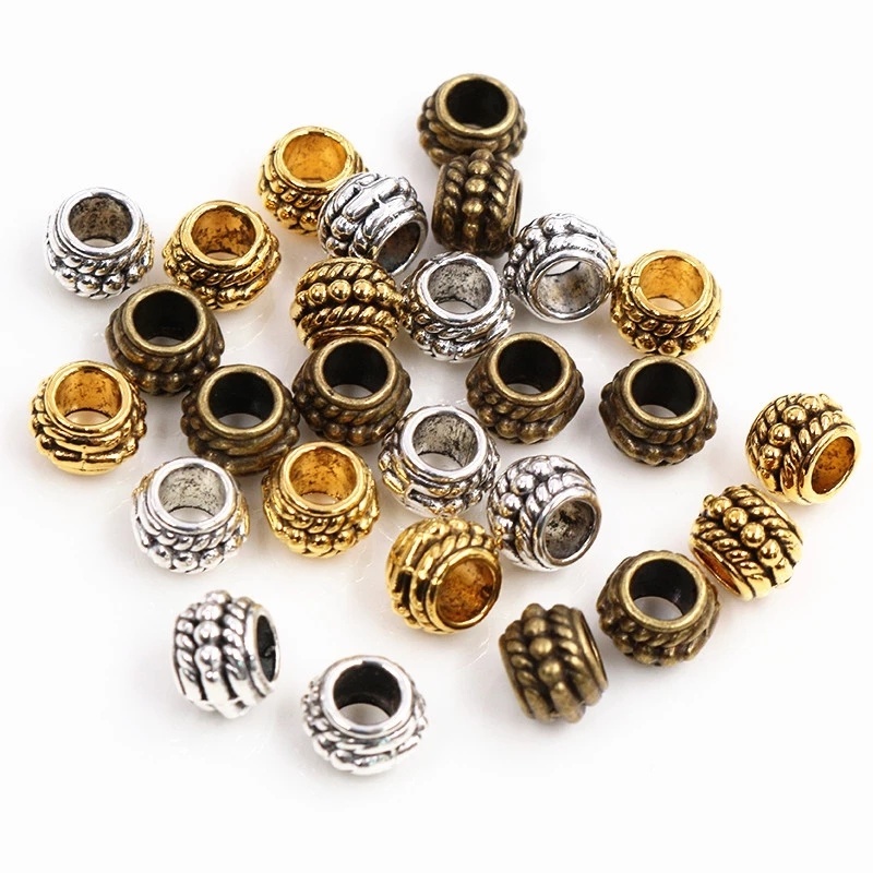 Set 20 Hạt Tròn 8mm Mạ Vàng Phong Cách Vintage Dùng Làm Trang Sức Vòng Tay