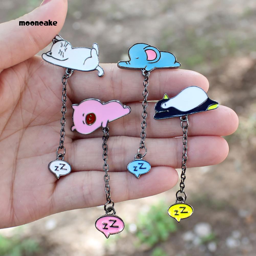 Ghim cài áo hình heo/mèo đang ngủ thời trang unisex