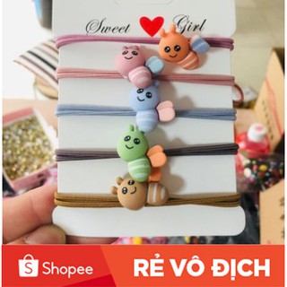 - combo 5 dây thun cột tóc đính hình ong dễ thương, style hàn quốc