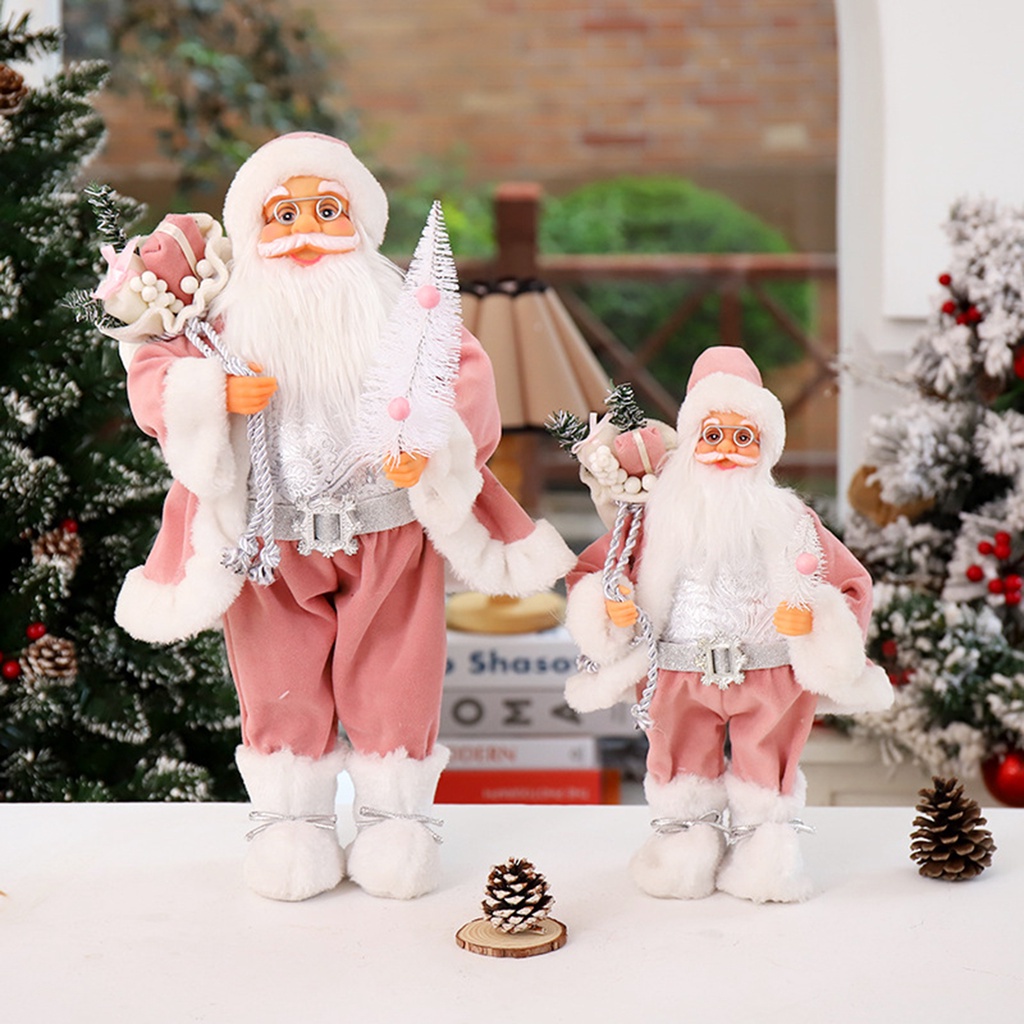 Phụ Kiện Trang Trí Giáng Sinh Hình Ông Già Noel Màu Hồng Khối Lượng Nhẹ