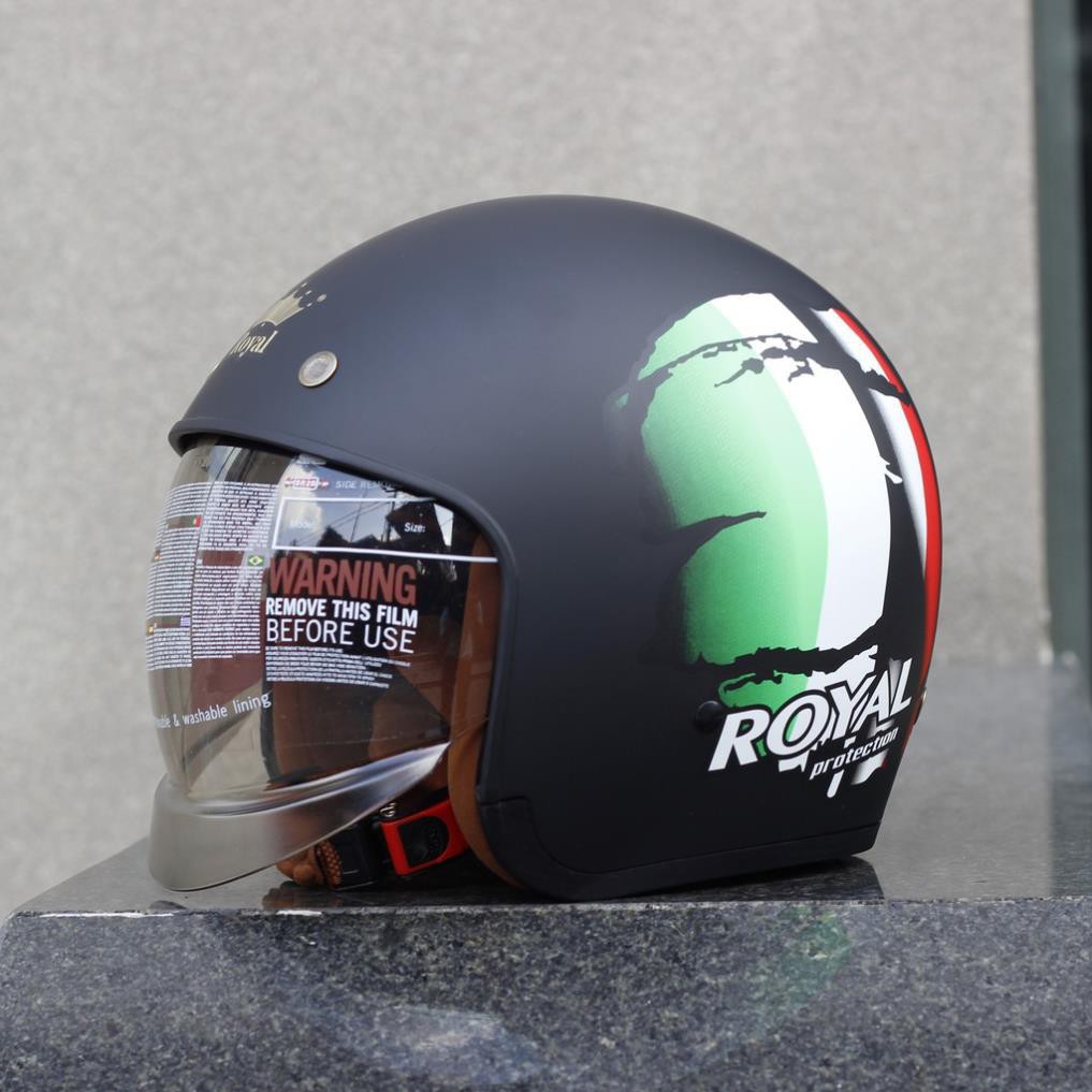 Nón bảo hiểm 3/4 kính âm Royal M139 Tem (tặng balo rút)