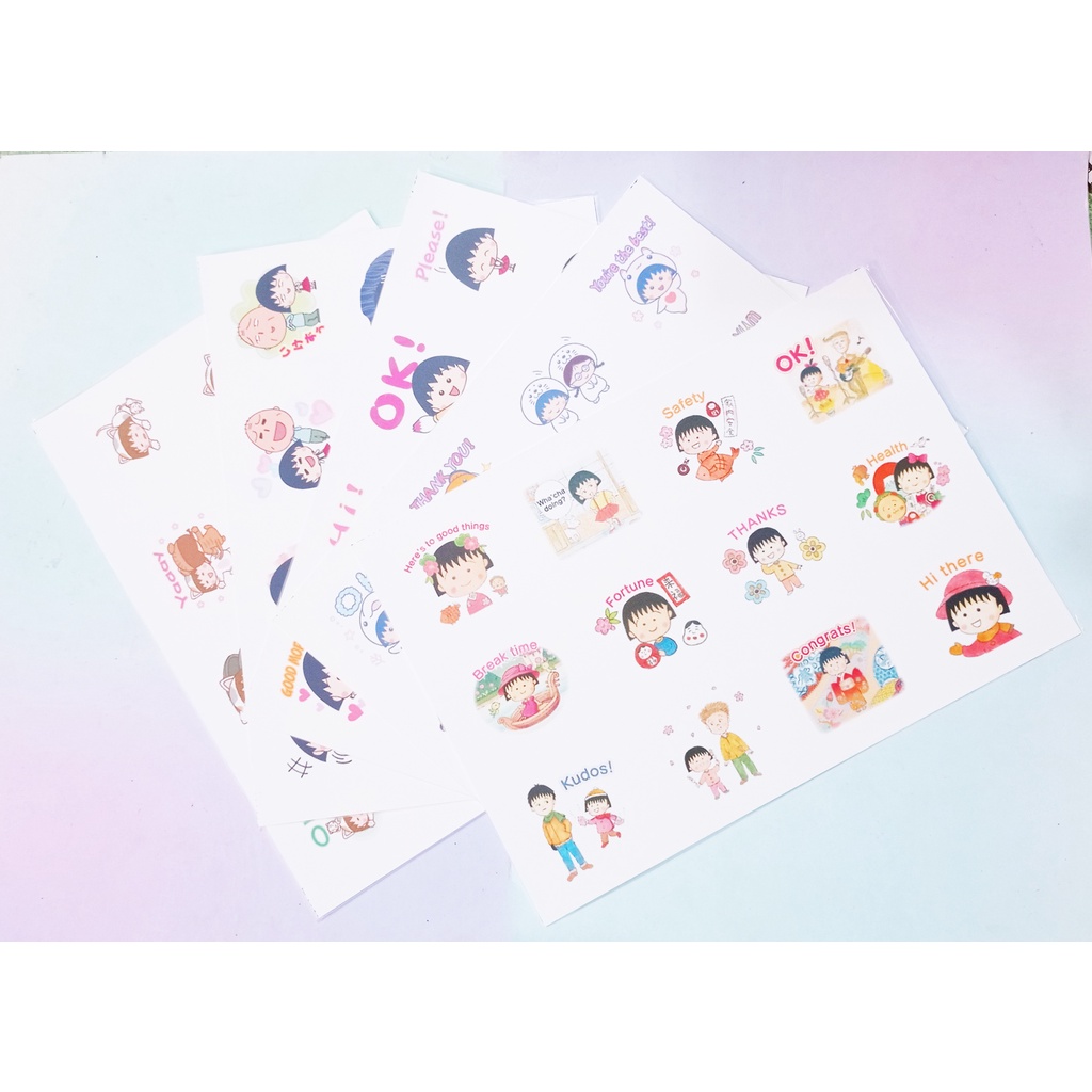 sticker maruko A4 không bế S4A17 cute dễ thương