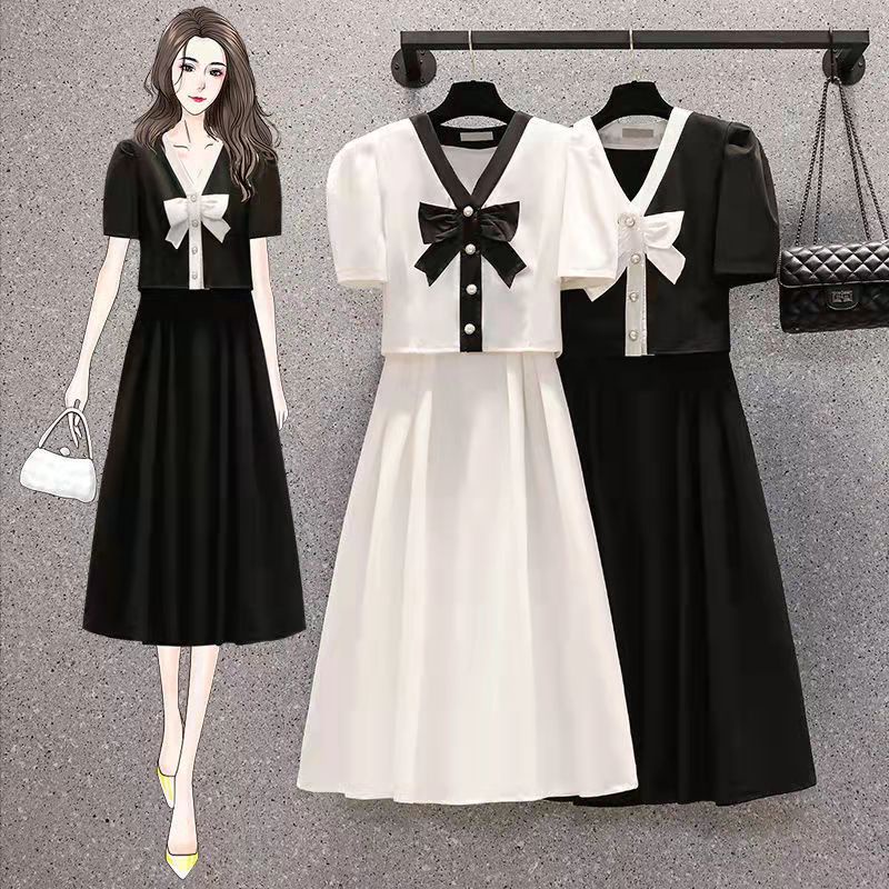 Set áo Sơ Mi Thắt Nơ + Chân Váy Thời Trang Mùa Hè Dành Cho Nữ