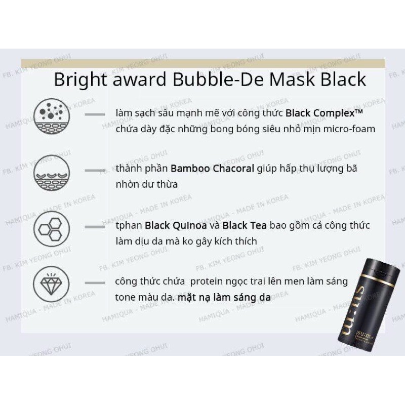 Mặt Nạ Sủi Bọt Sum Đen Bright Award Bubble-De Mask date 2023(1 gói)