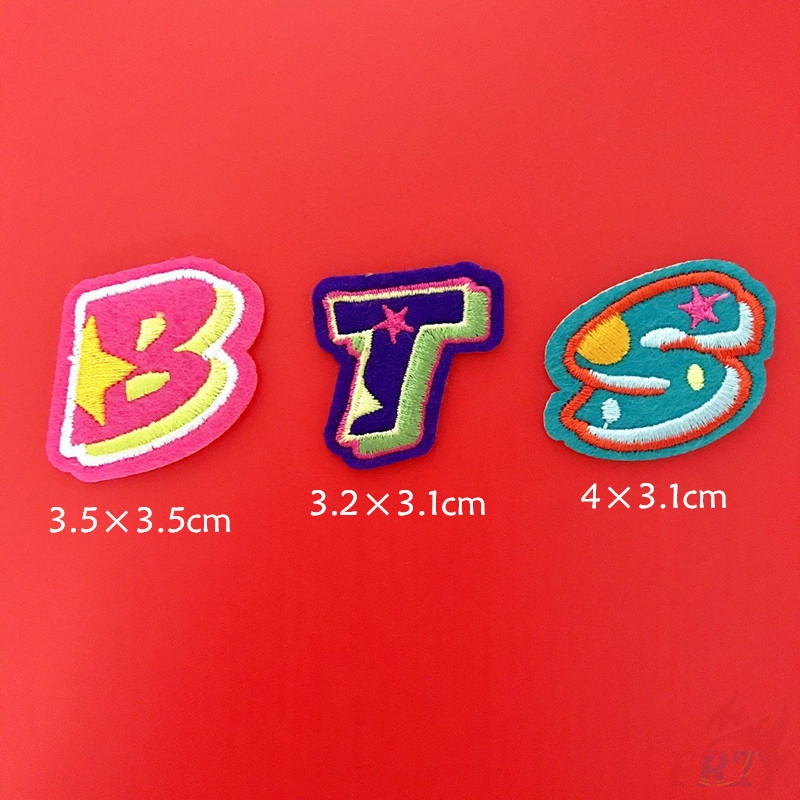 Set 3 miếng vá thêu họa tiết tên nhóm nhạc Kpop EXO/BTS dùng trang trí