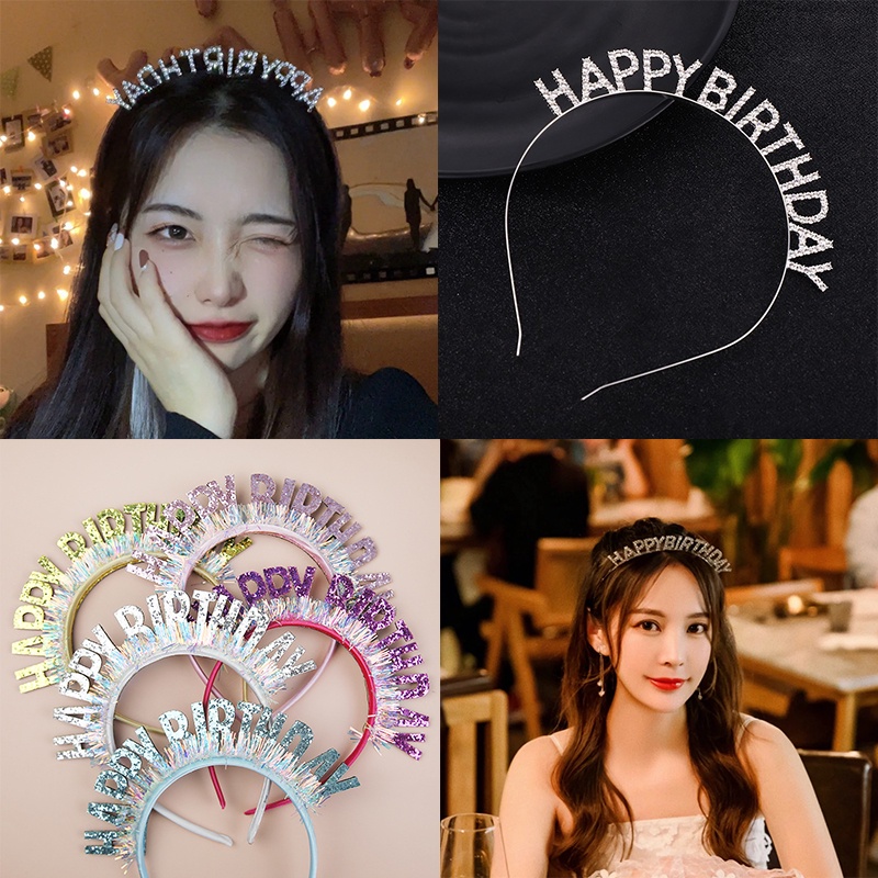 Băng Đô Hình Nón Sinh Nhật Đính Sequin Lấp Lánh