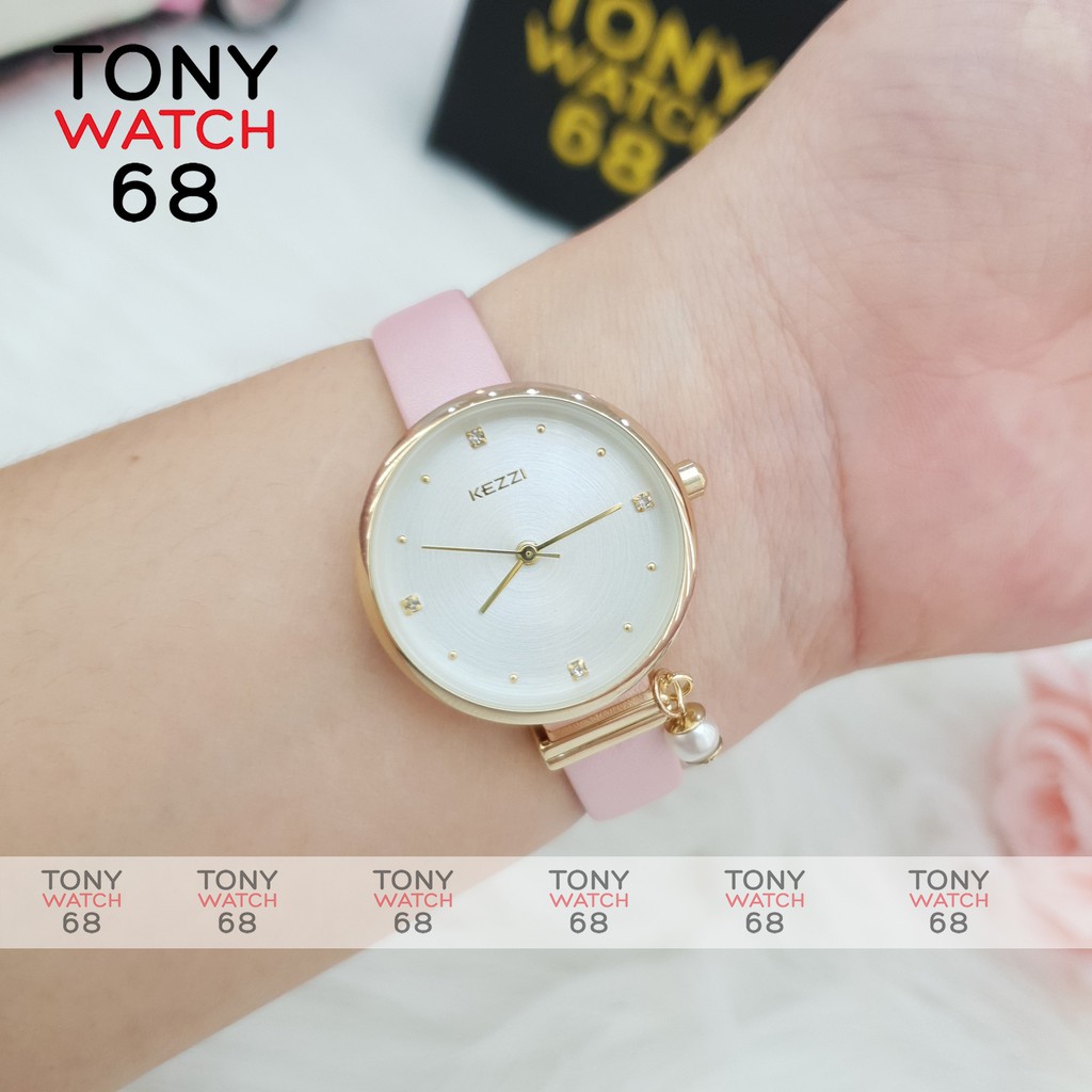 Đồng hồ nữ Kezzi kim rốn dây da chống nước chính hãng Tony Watch 68