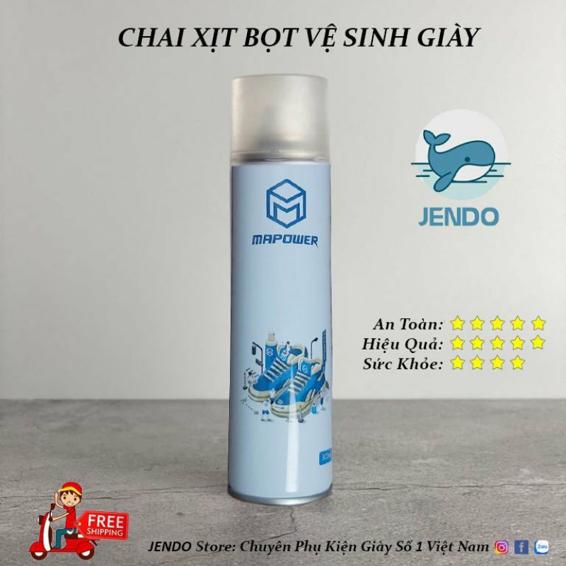 [RẺ VÔ ĐỊCH] Chai Xịt Bọt Vệ Sinh Giày Mapower Sneaker 300ml, dùng cho nhiều chất liệu. Vệ Sinh Giày Sneaker - JENDO