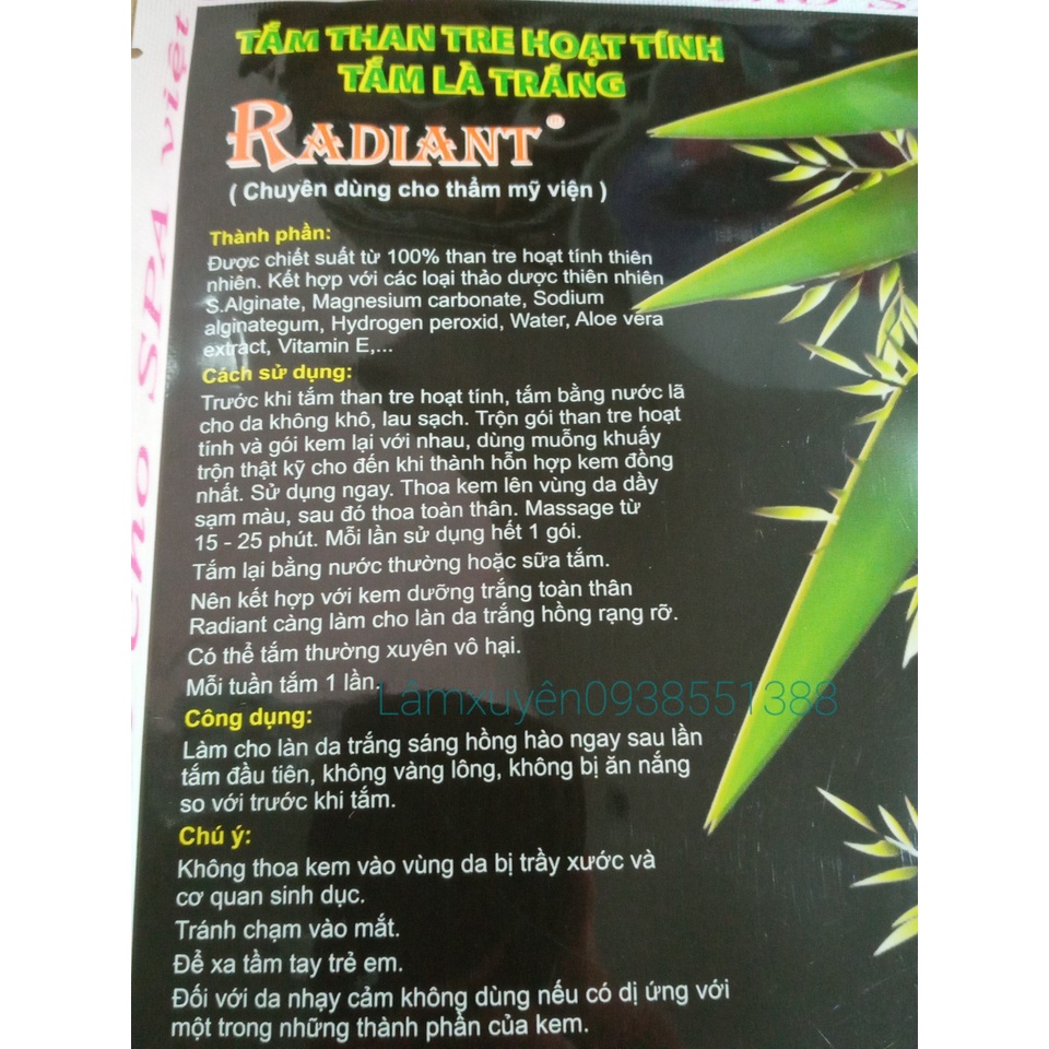 Radiant Tắm trắng than tre hoạt tính tắm là trắng 170gr   giúp làn da trắng sáng hồng hào ngay sau lần tắm đầu