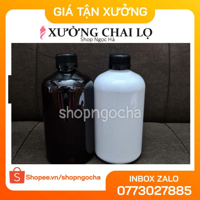 Chai Chiết Mĩ Phẩm ❤ GIÁ RẺ NHẤT ❤ Chai nhựa pet 500ml lùn nắp vặn đen chiết mỹ phẩm , phụ kiện du lịch