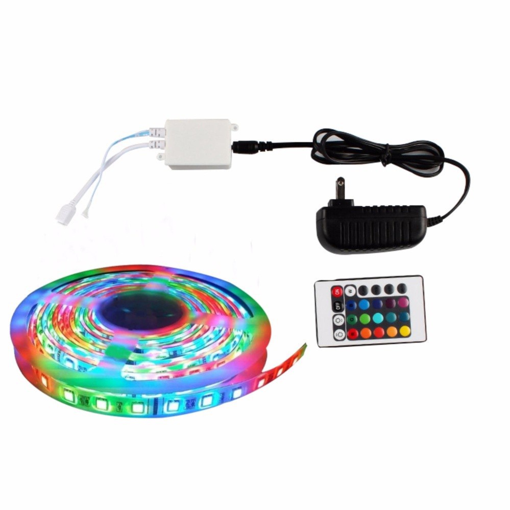 Cuộn đèn Led dây dán 5m đổi nhiều màu (RGB) + Nguồn + Remote điều khiển